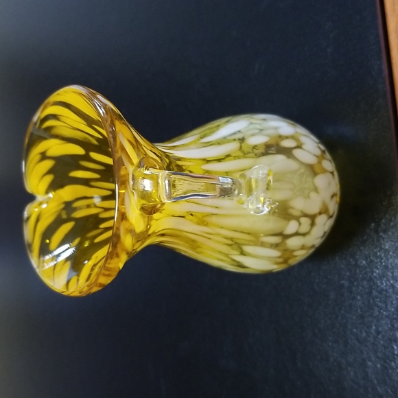 Vintage Hand Blown Art Glass Pitcher Amber with White Flecks - Picture 3 of 8